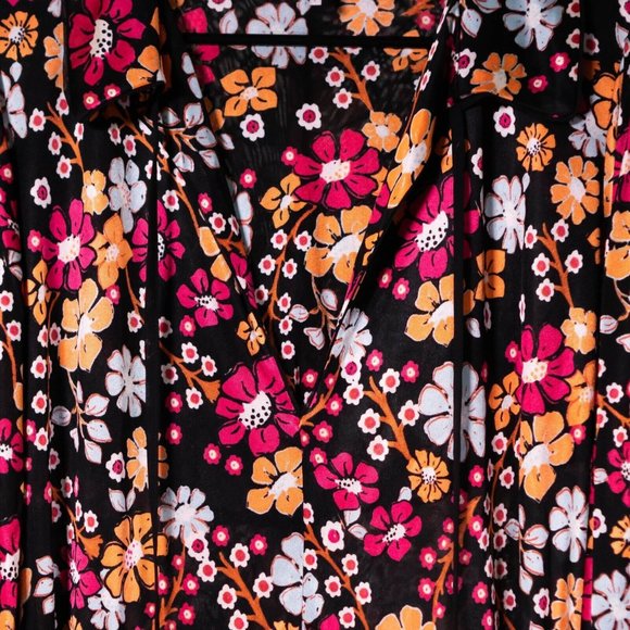 Free People Women's Dress Floral V-Neck Pockets Long Sleeve Collared Shift Small - Picture 4 of 10